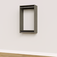 25.5 inch double hanging closet in grey, built-in for tiered organization.