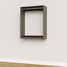 34.5 inch double hanging closet in grey, built-in for wide reach-ins.