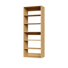 Natural oak 25.5 inch shelf tower for handbag storage in a dressing room.
