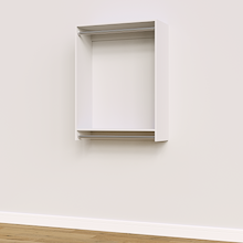33 inch double hanging closet in white, floor-to-ceiling for max storage.