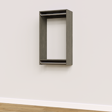 24 inch double hanging closet in grey, floor-to-ceiling for tiered organization.