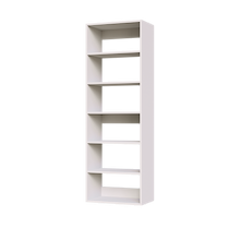 White 22.5 inch shelf tower with folded shirts in a bedroom closet.