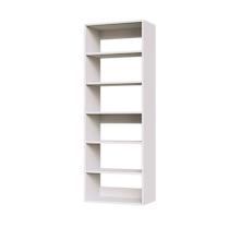 White 24 inch closet shelving tower for structured bedroom storage.