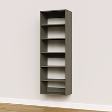 Grey 22.5 inch shelf tower for modern walk-in closet organization.