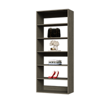 Grey 28.5 inch upright wardrobe storage for bulky sweaters and blankets.