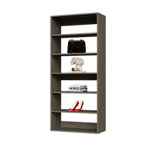 Grey 30 inch modern wardrobe shelving for a contemporary dressing room.