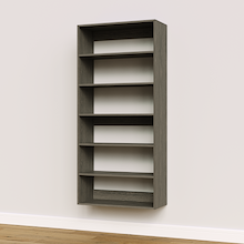 Grey 31.5 inch shelf tower for wide master walk-in closets.