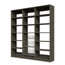 Three sliding wire baskets featured in a 78 inch grey pantry.