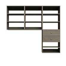Grey Choice Laundry Kit with drawer storage and overhead laundry shelving providing functional utility room organization.