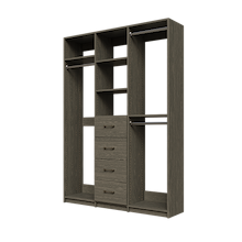 Grey closet kit 60 inch for small closet organization
