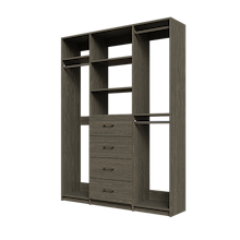 Grey closet kit 63 inch for reach-in closet storage