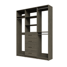 Grey closet kit 66 inch for space-saving wardrobe storage
