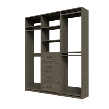Grey closet kit 72 inch for organized dresses and long garments