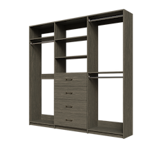 Grey closet kit 87 inch for extensive clothing storage