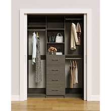 Grey closet organizer 60 inch for space-saving dress, coat and long garment storage