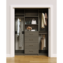 Grey closet organizer 63 inch for compact dress, coat and long garment storage