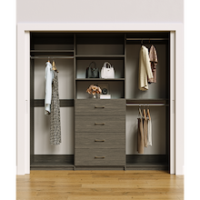 Grey closet organizer 87 inch for expanded dress, coat and long garment storage