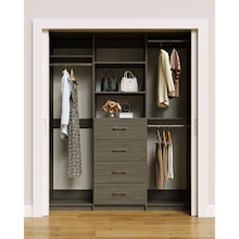 Grey closet storage system 69 inch for efficient dress, coat and long garment storage