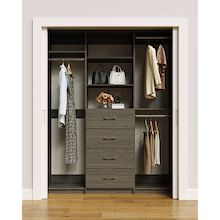 Grey closet system 66 inch for reach-in dress, coat and long garment storage