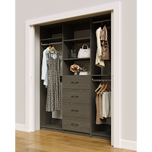 Grey closet system 72 inch with expanded hanging storage for clothing