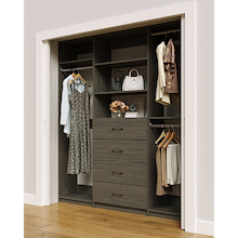 Grey closet system 78 inch with organized hanging storage for clothing