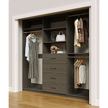 Grey closet system 93 inch with abundant hanging storage for clothing