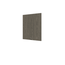 Grey half closet doors 31.5 inch slab hiding wide shelving in a large contemporary closet tower.