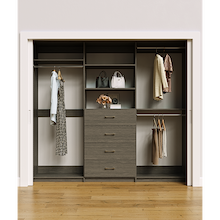 Grey custom closet system 93 inch for complete dress, coat and long garment storage