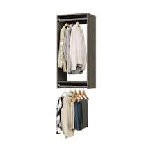 19.5 inch double hanging closet in grey with jackets for mudrooms.