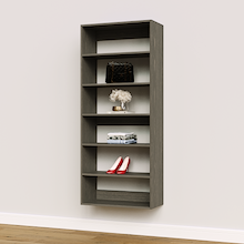 Grey 28.5 inch closet organizer for high-capacity stacked storage.