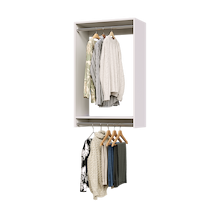27 inch double hanging closet in white for laundry rooms.