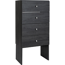 Grey closet tower legs without shelf providing a grounded, furniture-style base for a floor-standing closet organizer.