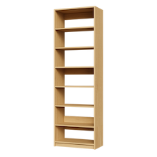 Natural oak closet tower legs with toe-kick and adjustable leveling feet for a stable, built-in base look.
