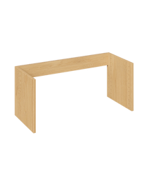 Natural oak closet tower legs without shelf providing a grounded, furniture-style base for a floor-standing closet organizer.