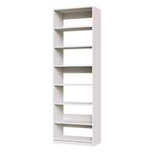 White closet tower legs with toe-kick and adjustable leveling feet for a stable, built-in base look.
