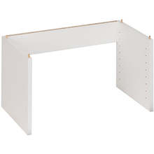 White closet tower legs without shelf providing a grounded, furniture-style base for a floor-standing closet organizer.