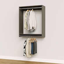 36 inch double hanging closet in grey for loft bedrooms.