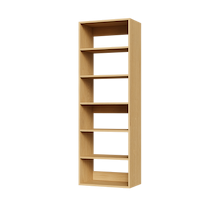 Natural oak 22.5 inch shelf tower for accessories in a walk-in closet.
