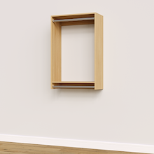 28.5 inch double hanging closet in natural oak, modular for personalized wardrobes.