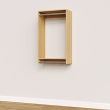 25.5 inch double hanging closet in natural oak, modular for custom wardrobes.