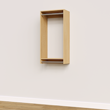 21 inch double hanging closet in natural oak, modular for custom builds.