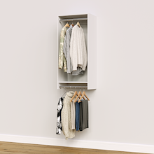 19.5 inch double hanging closet in white for hallway closets.