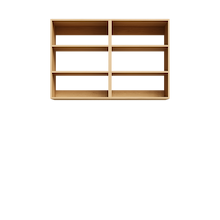 Natural Oak Basic Laundry Kit with open upper storage shelves providing convenient overhead laundry storage. No