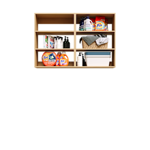 Natural Oak Basic Laundry Kit with open overhead shelving to keep laundry supplies within easy reach. No