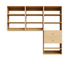 Natural Oak Choice Laundry Kit with drawer storage and overhead laundry shelving providing functional utility room organization.