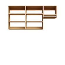 Natural Oak Classic Laundry Kit with a clothes hanging rod and overhead shelving providing versatile utility room organization.