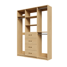 Natural Oak closet kit 63 inch for reach-in closet storage