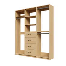 Natural Oak closet kit 72 inch for organized dresses and long garments