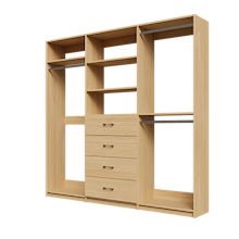 Natural Oak closet kit 87 inch for extensive clothing storage