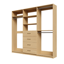 Natural Oak closet kit 90 inch for large wardrobe organization